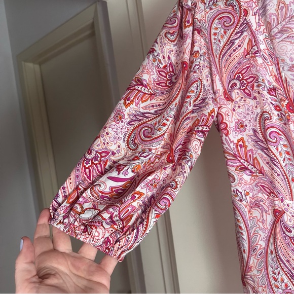 Melissa Odabash Pink Paisley Floral Motif Print Viscose Tabitha WrapDress NWOT L - Picture 10 of 16